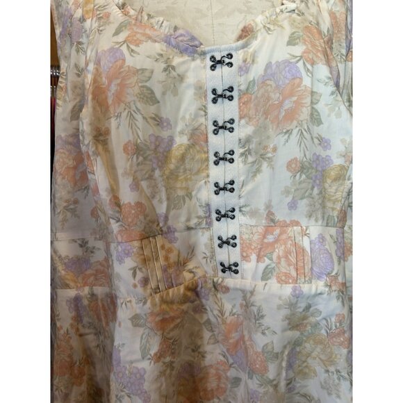 Torrid Babydoll Challis Corset Top Lush Floral Dew Sleeveless Peach NWT 4 (4X) - Picture 5 of 12